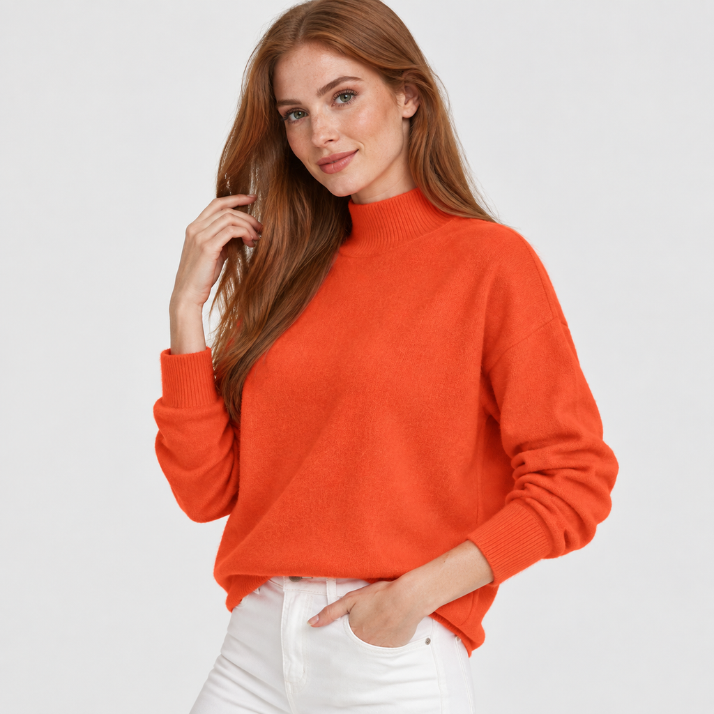 Women’s Minimalist Mock Neck Sweater Fall Winter Wear
