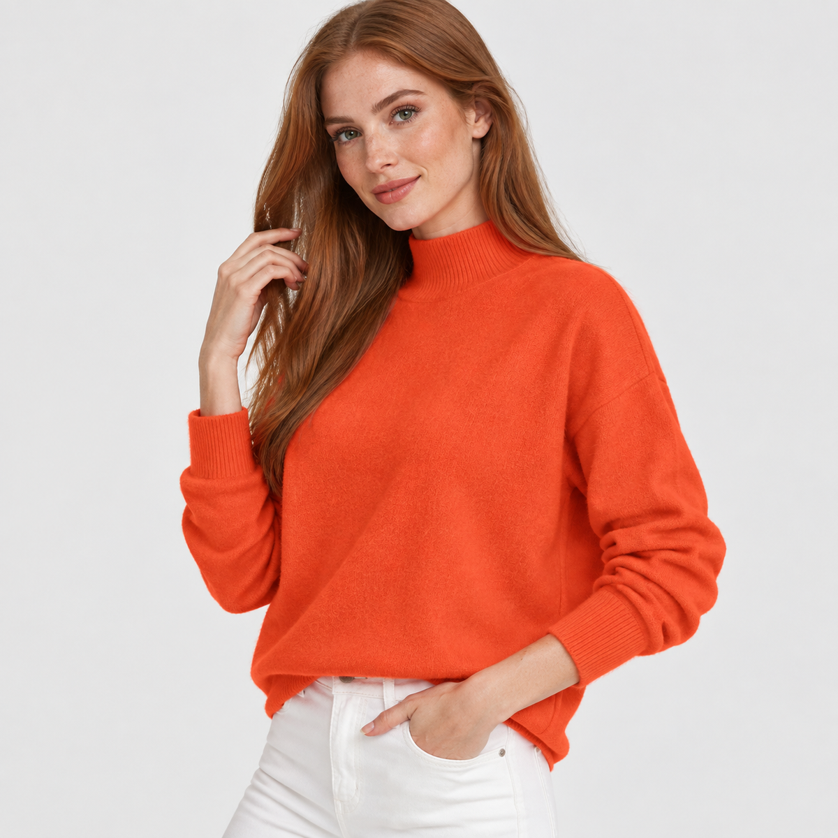 Women’s Minimalist Mock Neck Sweater Fall Winter Wear