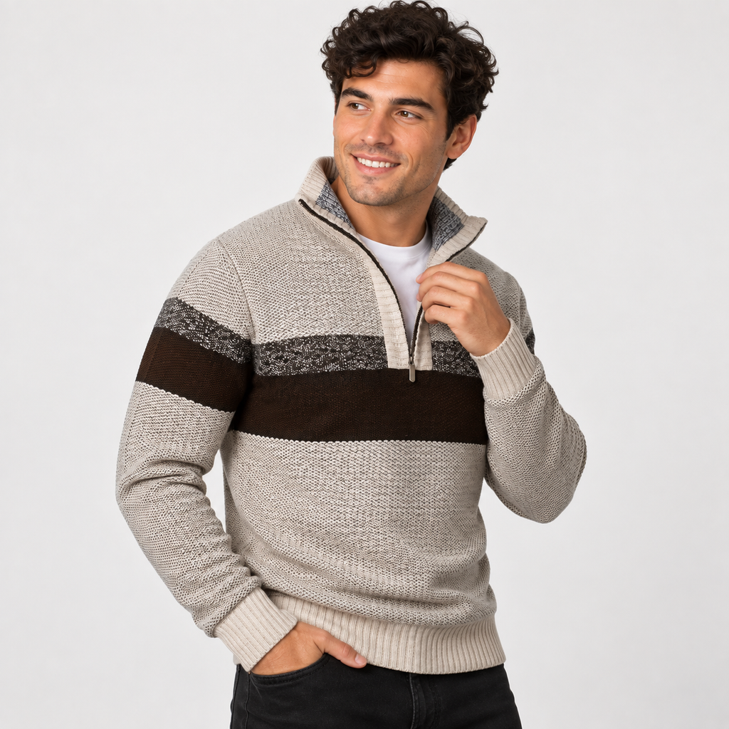 Men’s Stand Collar Pullover Sweater Warm Outerwear
