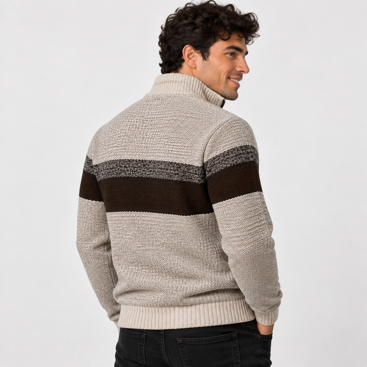 Men’s Stand Collar Pullover Sweater Warm Outerwear