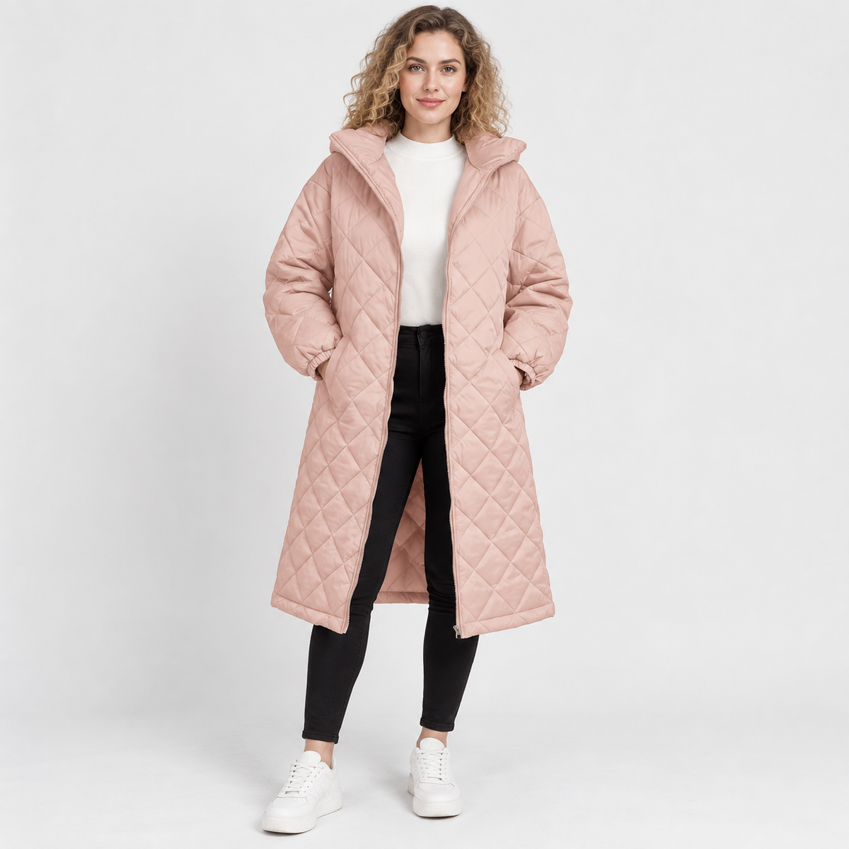 Women’s Long Hooded Puffer Coat Fleece Lined Winter Jacket
