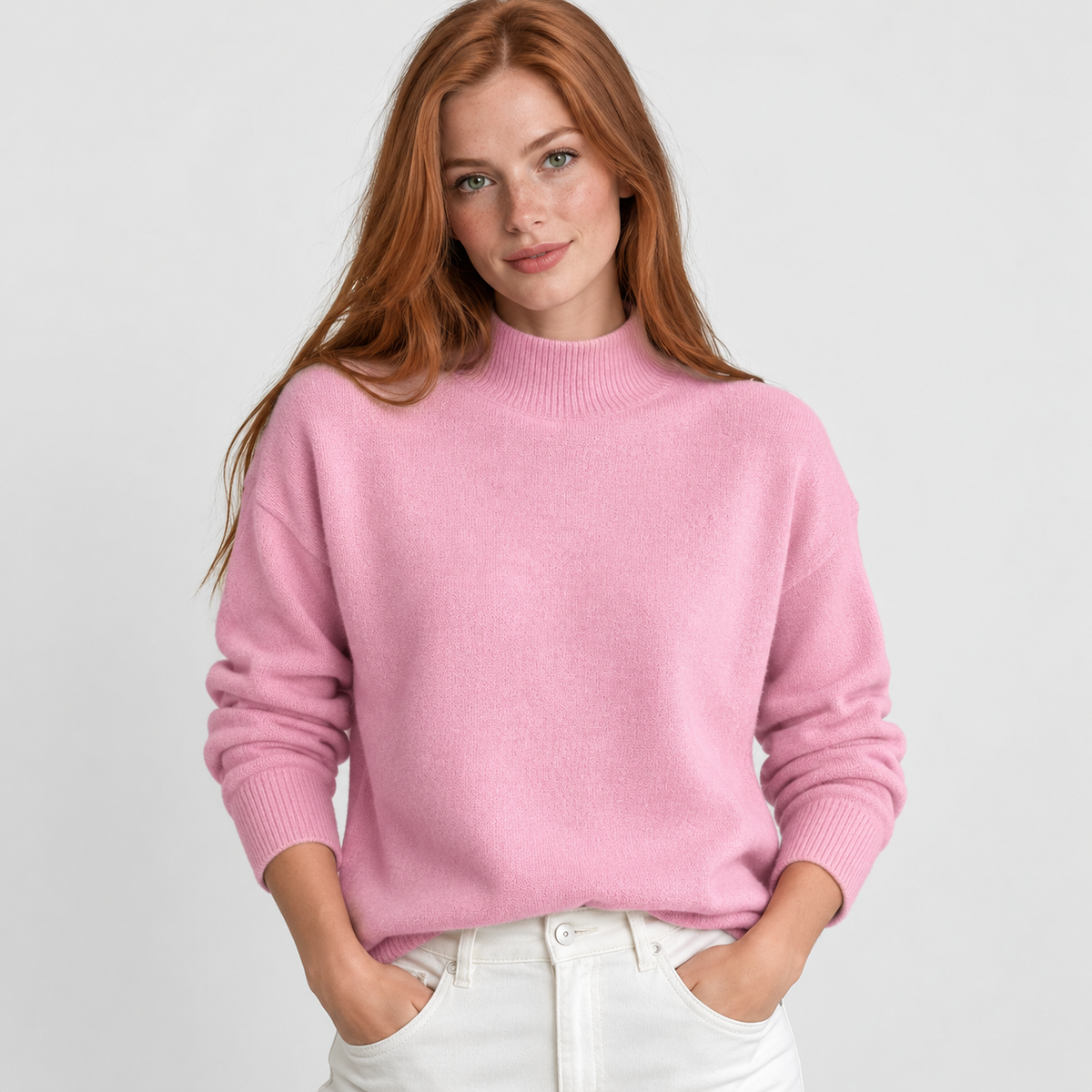 Women’s Minimalist Mock Neck Sweater Fall Winter Wear