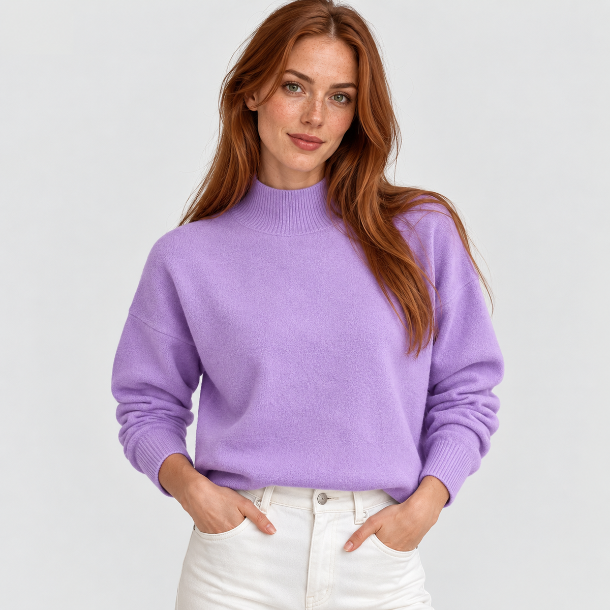 Women’s Minimalist Mock Neck Sweater Fall Winter Wear