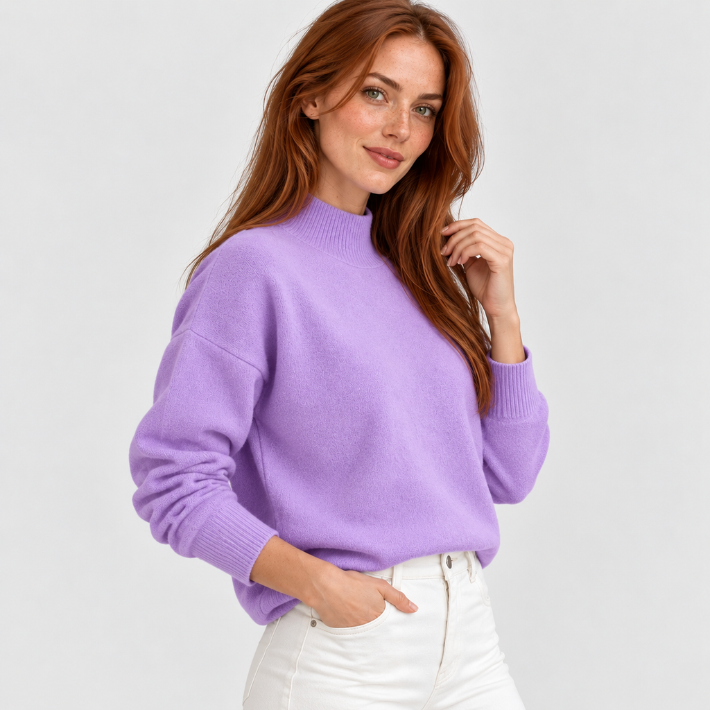 Women’s Minimalist Mock Neck Sweater Fall Winter Wear