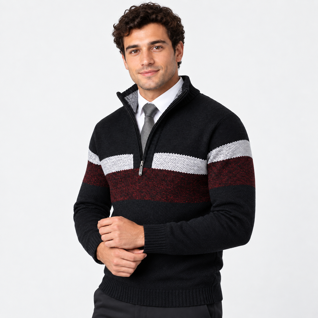 Men’s Stand Collar Pullover Sweater Warm Outerwear