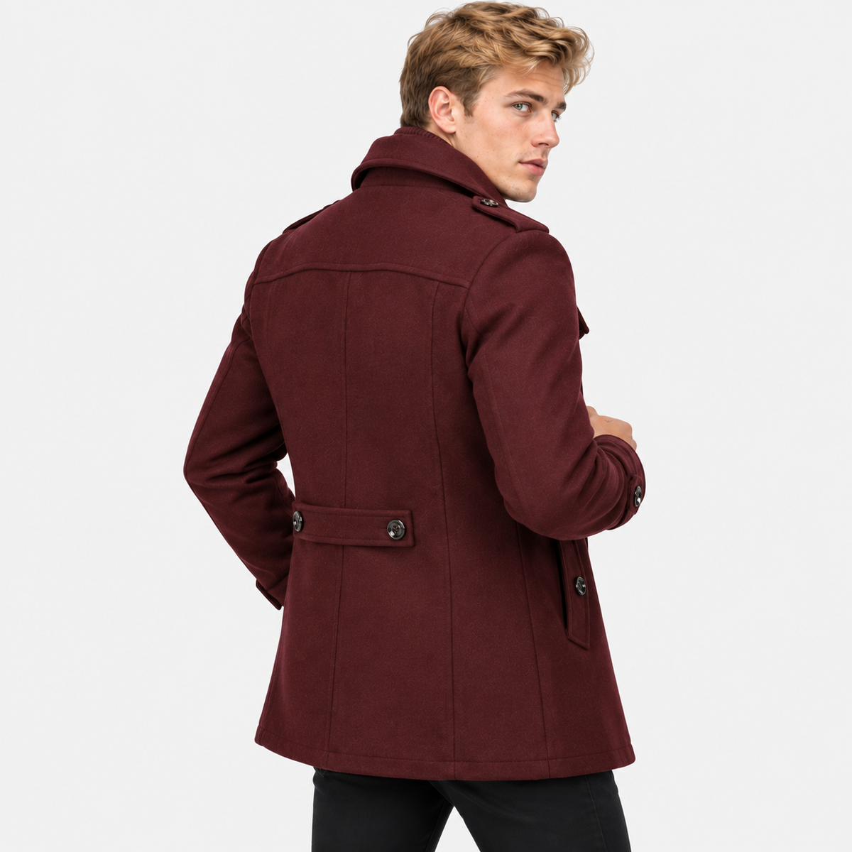 Men’s Wool Overcoat Notch Lapel Business Casual Outerwear