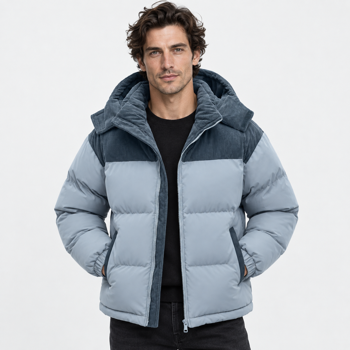 Men’s Long Hooded Puffer Jacket Warm Winter Coat