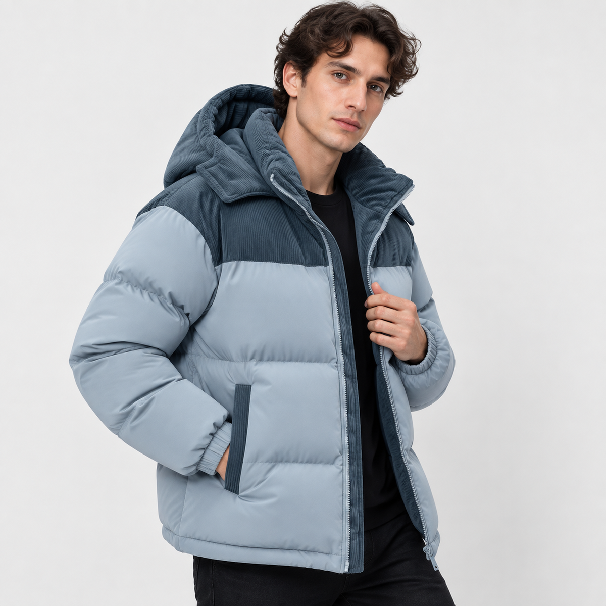 Men’s Long Hooded Puffer Jacket Warm Winter Coat
