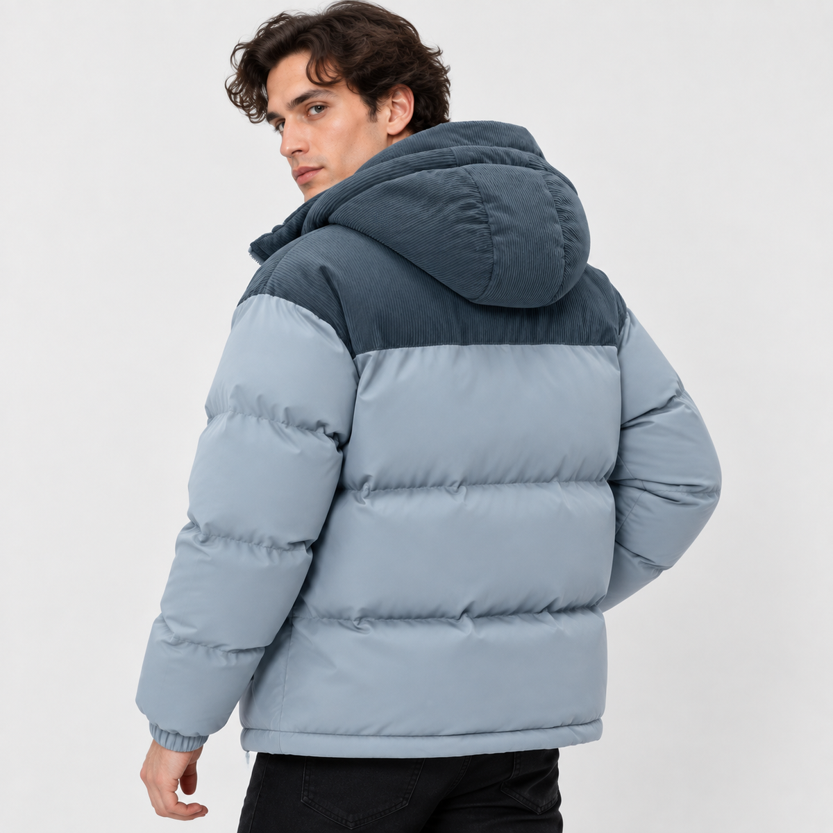 Men’s Long Hooded Puffer Jacket Warm Winter Coat