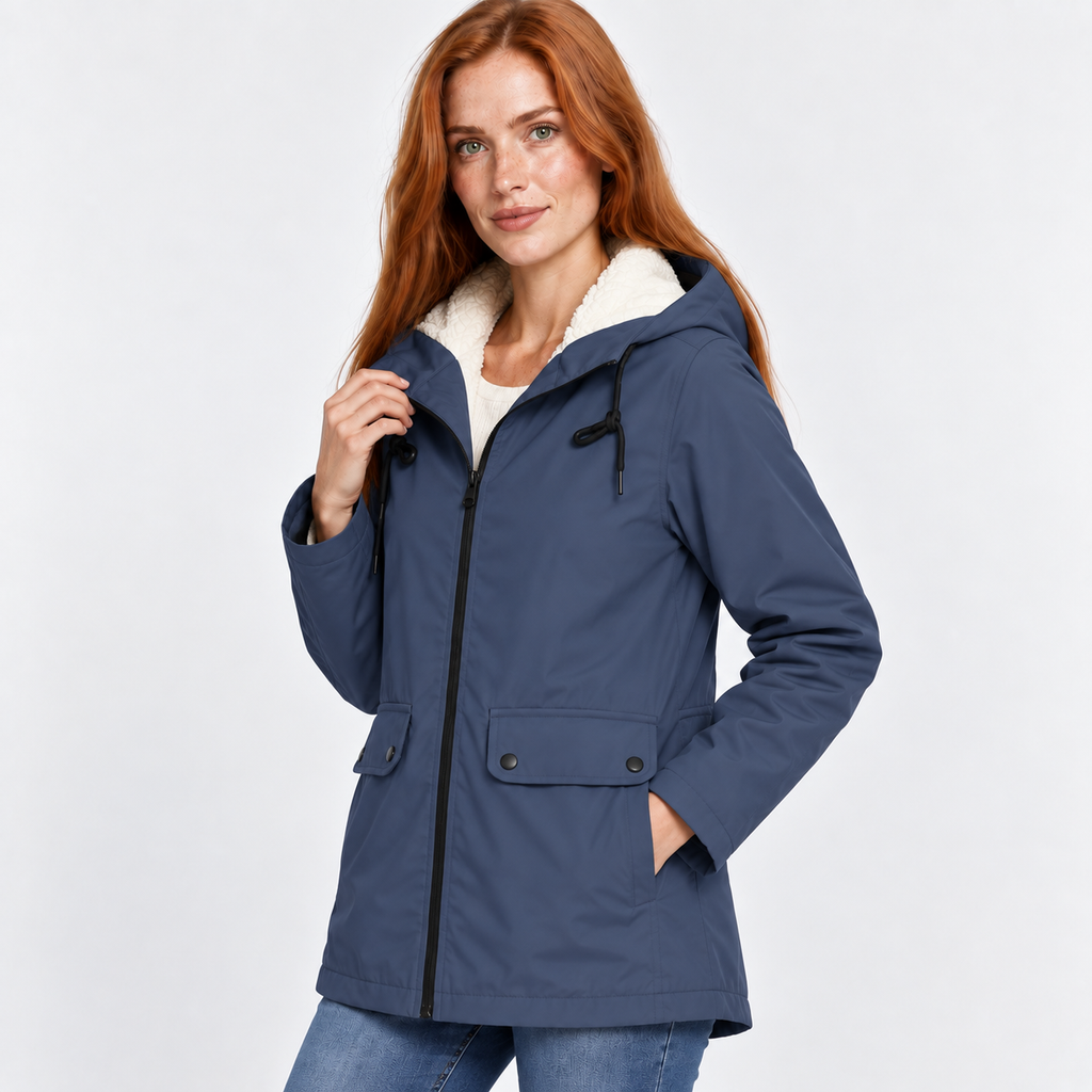 Women’s Warm Hooded Coat Plush Lined Casual Jacket