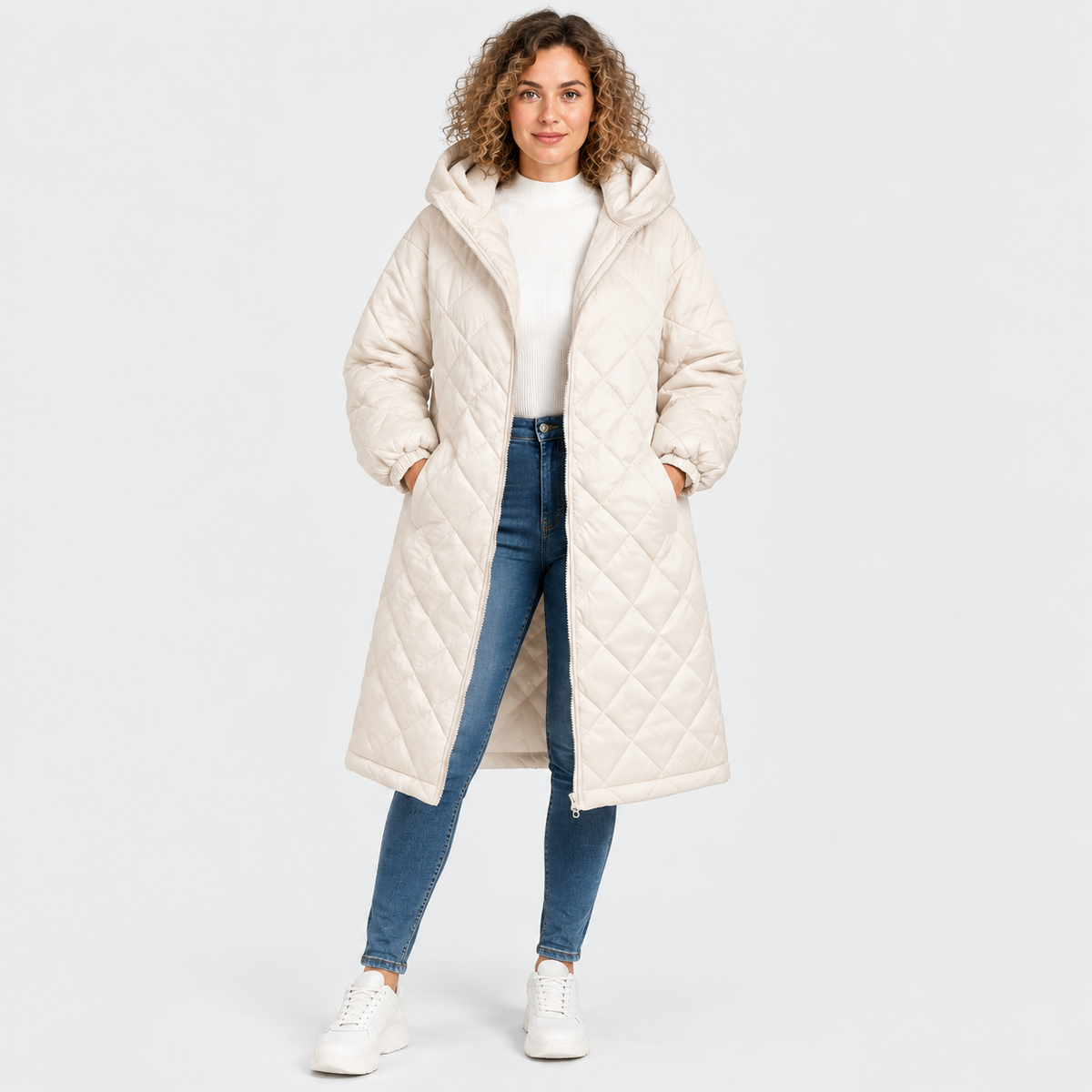Women’s Long Hooded Puffer Coat Fleece Lined Winter Jacket