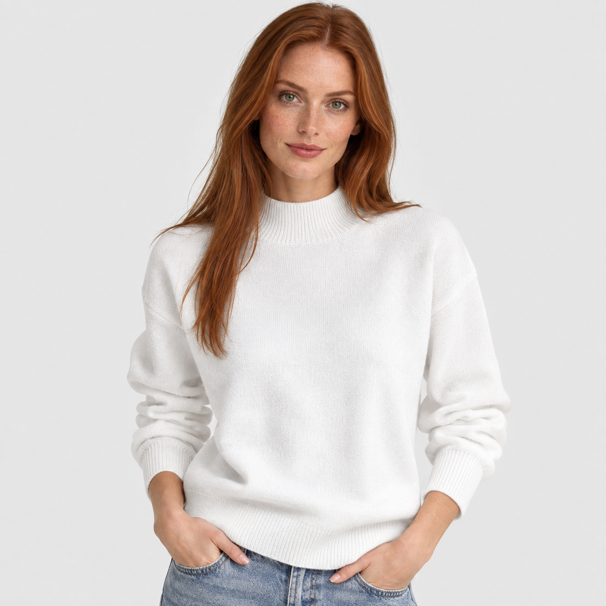 Women’s Minimalist Mock Neck Sweater Fall Winter Wear