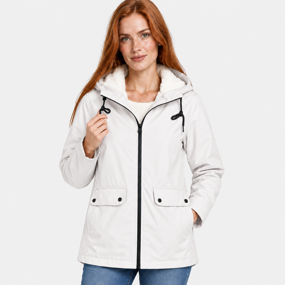 Women’s Warm Hooded Coat Plush Lined Casual Jacket