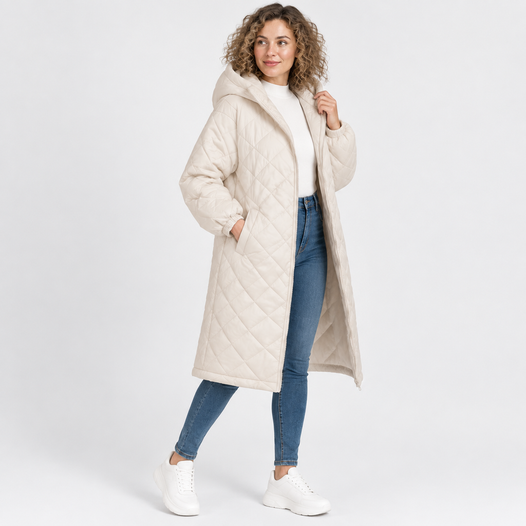 Women’s Long Hooded Puffer Coat Fleece Lined Winter Jacket