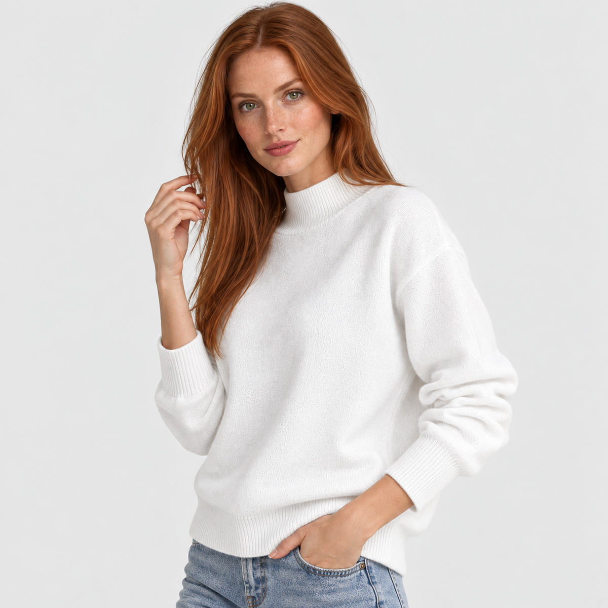 Women’s Minimalist Mock Neck Sweater Fall Winter Wear
