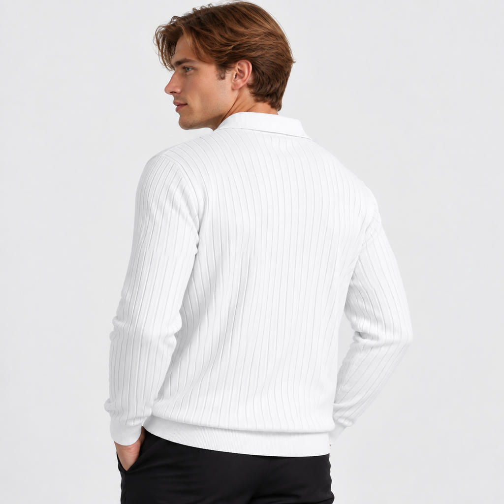 Men’s Polo Knit Sweater V Neck Casual Winter Pullover
