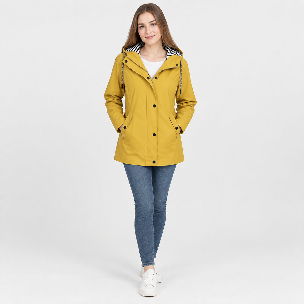 Women’s Lightweight Hooded Jacket Striped Lining Outerwear