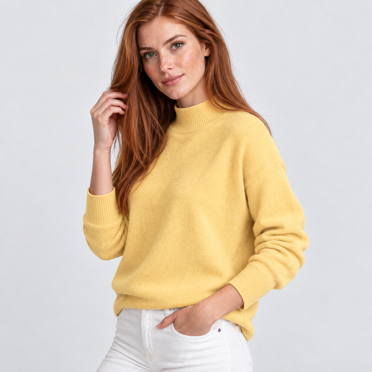 Women’s Minimalist Mock Neck Sweater Fall Winter Wear