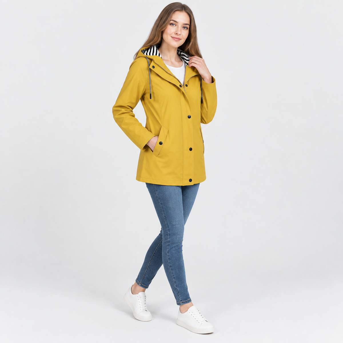 Women’s Lightweight Hooded Jacket Striped Lining Outerwear